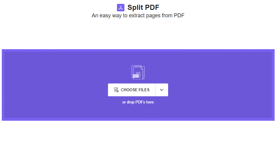 SmallPDF Splitter Homepage