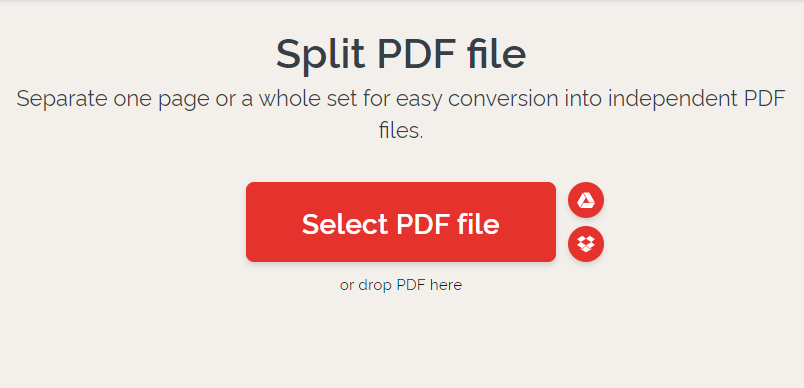 iLovePDF PDF Splitter Homepage