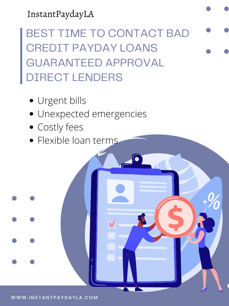 Best Time to Contact Bad Credit Payday Loans Guaranteed Approval Direct Lenders